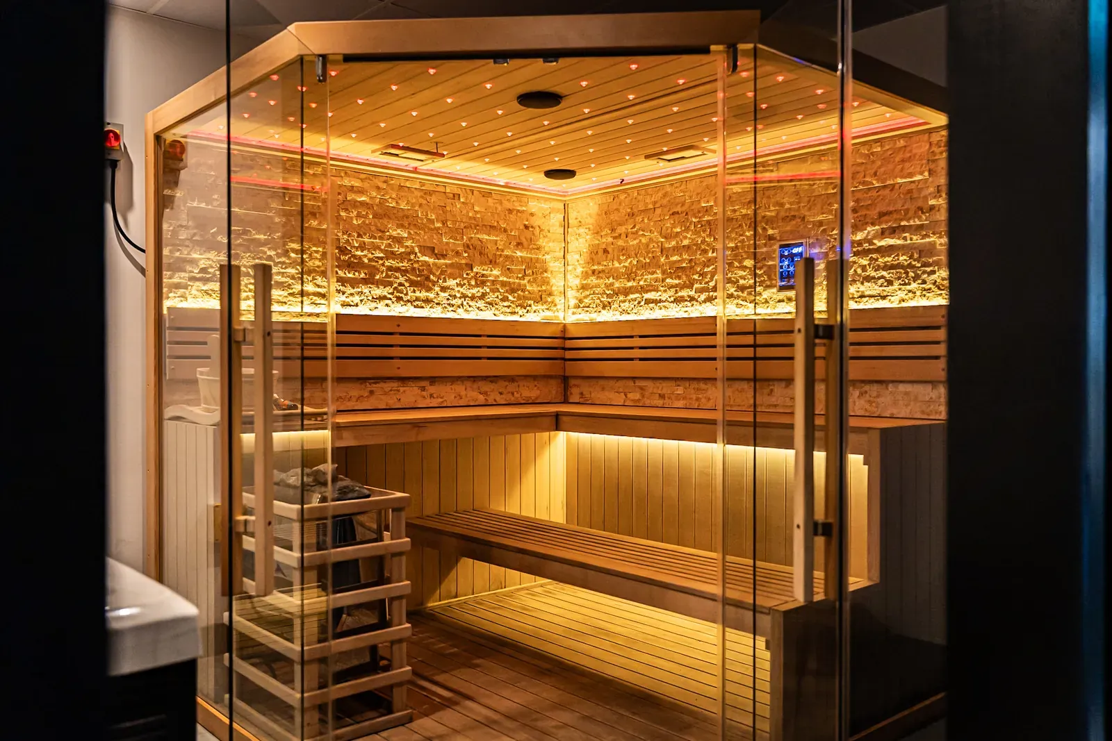 Warm cedar-lined infrared sauna